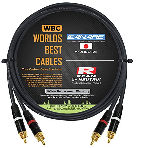 Најдобри кабли во светот 2,5 стапки RCA кабелски пар -Направени со кабел за интерконекција на аудио -6 аудио -6 и конектори