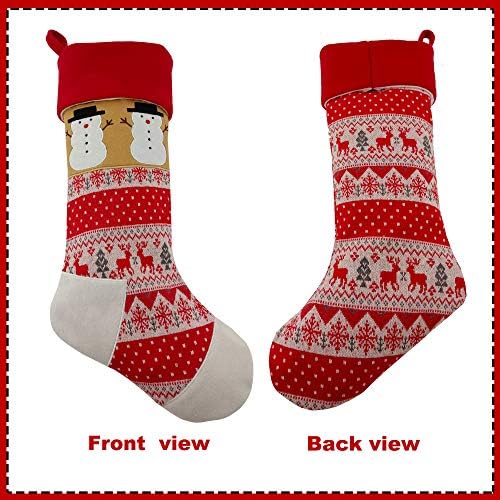 Mnszlkf Божиќни чорапи 3 пакувања 21 Плетени Божиќни чорапи, Дедо Мраз, Снежен човек, ирваси, подароци за украси за дома за