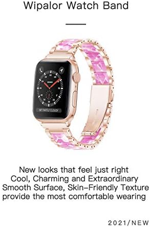 Wipalor компатибилен со Apple Watch Band 38mm 40mm 41mm, удобно за жени и мажи, лесна прилагодлива нараквица, смола и каиш од