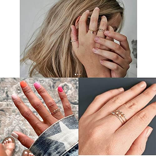 5 парчиња прстен за вознемиреност за анксиозност, кои се вртат прстен против вознемиреност со мониста злато/сребро/розово злато