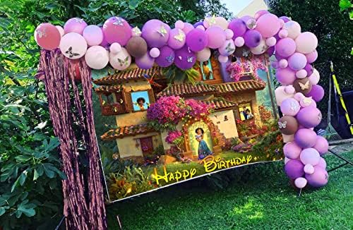 Среќен роденден позадина магична цветна куќа роденденска позадина за детски украси за забави винил филм постер за расадник