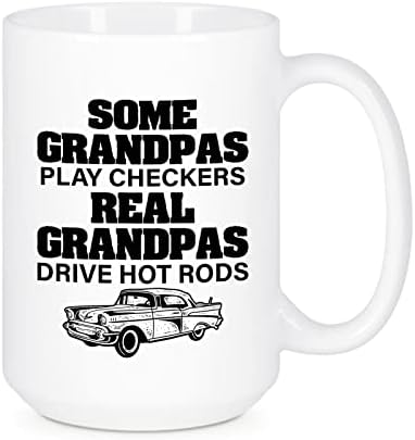 Bigtees Real Grandpas Drive Hot Rods Cafe Chafe Mugs Подарок за баба, баба на дедо топли шипки кафе чаша чаша идеи за подароци