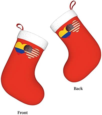 Cutedwarf Колумбија знаме и американско знаме Божиќно порибување Божиќно декорација Класичен 18 инчи камин виси чорап