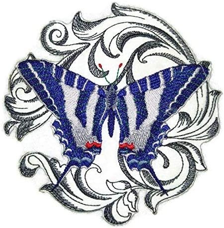 Обични и уникатни неверојатни шарени пеперутки [зебра ластовичка со барокна] везена железо на/шие лепенка [5 x5] направено во