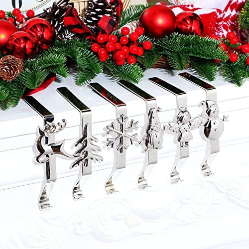 Hotop 6 парчиња божиќни држачи за порибување за мантија метални снегулки елени снежни спојници за порибување на новогодишна