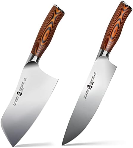 ТУО Cleaver нож &засилувач; Готвач Нож, 7 инчен Кинески Готвач ножеви &засилувач; 8 Инчен Кујна Нож Со Подарок Кутија, германски