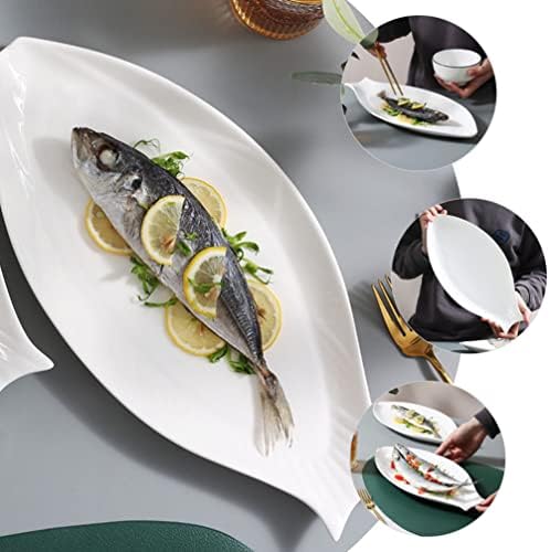 Керамичка чинија со керамички риби од хемотон, чинија за храна, сад за храна, овална вечера, апетизатор за сервирање за складирање