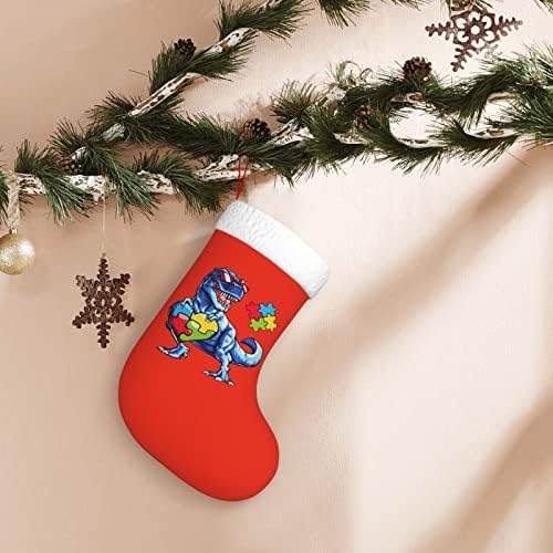 Свеста за аутизам на Вејмај Диносаурус Божиќно порибување 18 инчи Божиќ што виси чорап класичен празник за декорација на празници
