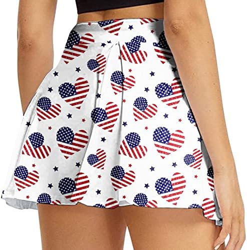 4 -ти јули во САД со знаме на знамето Скартс здолништа со шорцеви за жени со високи половини, плетени проточни голф -голф 2
