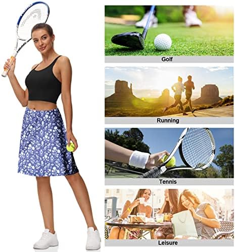 Caisuedawn цветни колени должина на коленото здолништа за жени Тенис скромни атлетски здолништа со 5 џебови за тренинг за голф
