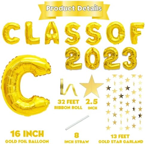 ВТЈЕПУ Класа На Банер За Балони 2023 година - 16 инчи Големи Балони За Дипломирање Позадина Со Венец Што Виси Ѕвезди За Декорации