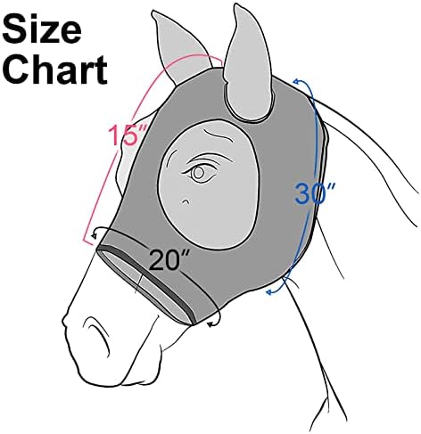 Коњска Мува Маска Со Уши, Хемисферичен Конвексен Дизајн, Коњите Можат Да Ги Отворат Очите Без Пречки