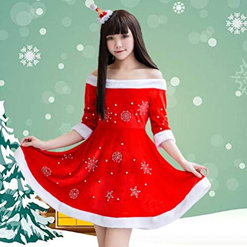 Беспортбл Дедо Мраз за Божиќна забава, костуми и фустани сет шоу CoStume Girls Christmas Dirgment Christmas Claus Party Costume