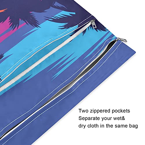 Xigua палми влажни сува торба 2 пакуваат водоотпорна висечка крпа за пелена торба со два патент џеб за пелена, костим за капење,