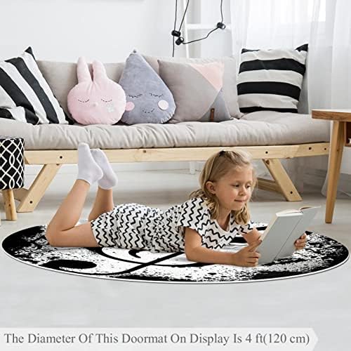 Llnsupply Детска килим 5 ft Големи килими со кружни области за девојчиња момчиња бебе - фонограм, домашен декор преклопен дете