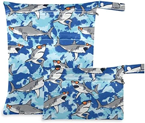 Zzxxb Кул ајкула камуфлажа водоотпорна влажна торба повторно употребена крпа од крпа, влажна сува торба со патент џеб за патнички