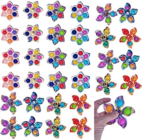 PoseiTiks Fidget Spinners, 32 парчиња фиџгет Спиндерс најголемиот дел, шарени фигури спонзори за деца и возрасни со 5/6 меурчиња,