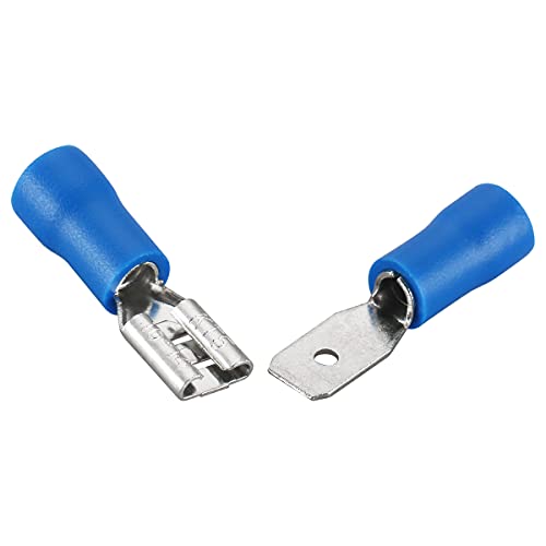 Baomain Blue Female/Male Issulated Spade Wire Connector Electrical Crimp Terminal 16-14 AWG 4,8 x 0,5 mm пакет од 100