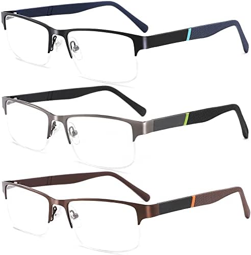 JJWELL 3 Пакет Сина Светлина Блокирање Машки Очила За Читање, Анти Око Вирус Сувост Главоболка Отсјај Читач Очила За Мажи, Анти-УВ