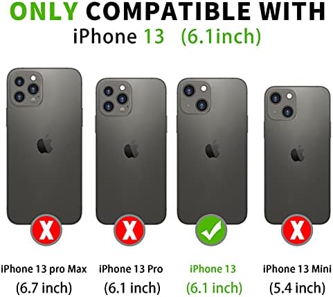 FYY Компатибилен со Iphone 13 Случај, [Kickstand Функција] Луксузни Стп Кожа Паричник Случај Флип Фолио Покритие со [Слотови Картичка] и [Забелешка Џебови] Случај за iPhone 13 5G 6.1 Р