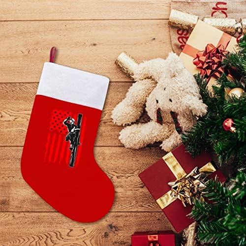 Божиќни чорапи на Американците црвен кадифе со бела торба за бонбони Божиќни украси и додаток на семејна забава
