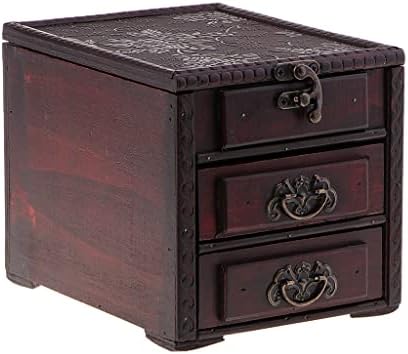 МГВЈЕ Гроздобер Метална Брава Дрвена Кутија За Складирање Кутија За Подароци За Организатор На Богатство Со Огледало Античка