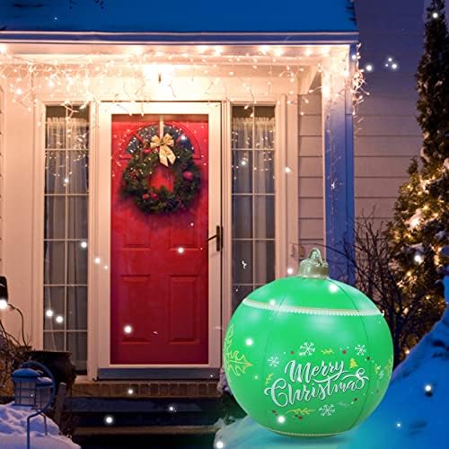 Божиќни украси топки 23,6 инчи со далечински управувач LED светло, надворешна атмосфера ПВЦ надувување играчки украсена топка