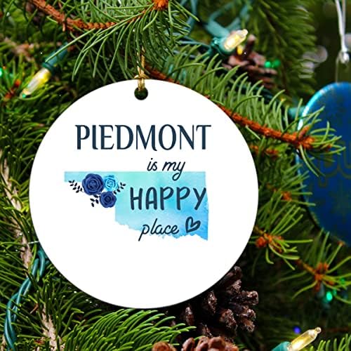 Божиќ 2022 година, украс за чување на подароци, Пиемонт Оклахома е моето среќно место - дрво за декорација на Божиќ за празнични
