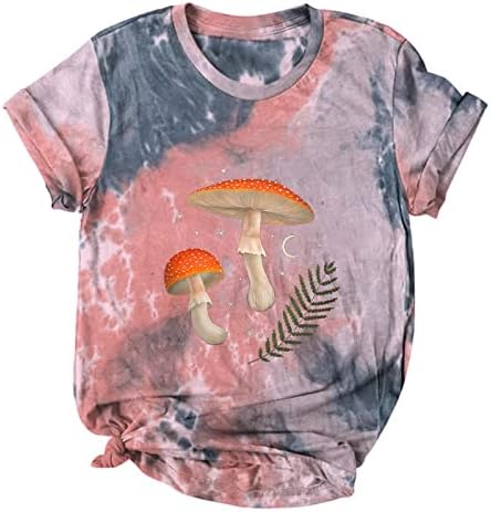 Женски врзани бои врвови 2023 година месечи печурки маички маички гроздобер каузални туни