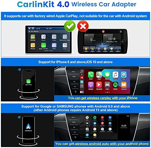 2023 Carlinkit 4.0 безжичен адаптер за автомобили CarPlay & Android за 98% фабрички жични автомобили CarPlay, нова OTA надградба,