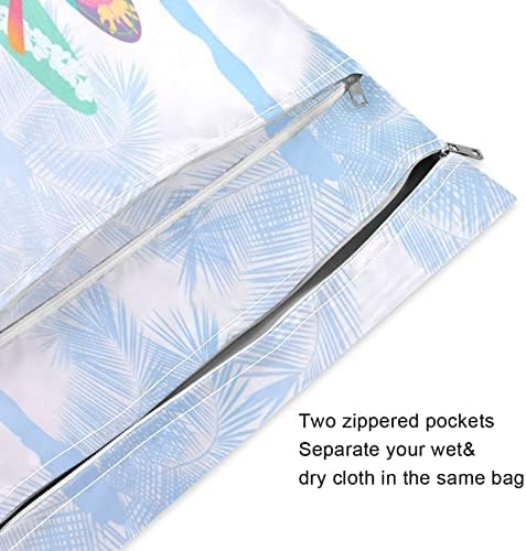 Кигаи 2 парчиња водоотпорни влажни кеси палми за миење еднократно патување со влажни суви торби со две патенти за крпи од пелени