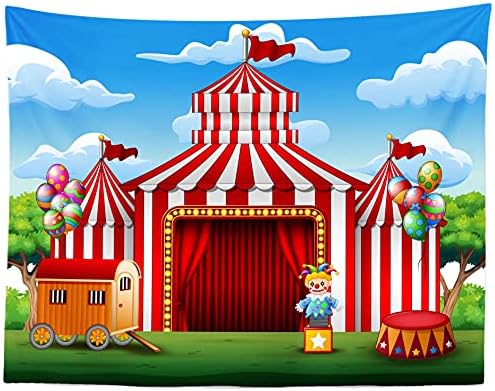 Корфото ткаенина 9x6ft Циркус за позадината Фотографија жонглинг Трупа Шатор Црвени ленти завеса за завеси за завеси карневалска