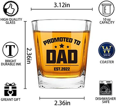 Подарок за тато-Промовиран Во Тато E 2022 Смешно Стакло За Виски, Роденден На Новина, Божиќ, Подарок За Денот На Татковците