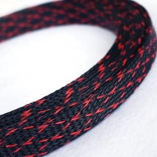 16/18мм Кабелски Ракави црна со црвено МИЛЕНИЧЕ 3 жица густа Змија жица мрежа најлон шок сигнал кабел сетови -