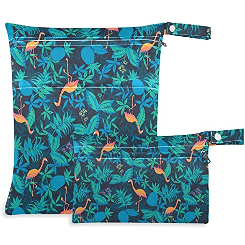 Визион 2 парчиња влажна торба со патенти џебови Тропски дождовни шуми природа што може да се пее за еднократно пространа за