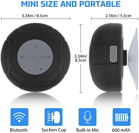 Лукадер водоотпорен звучник за туширање Bluetooth Преносен безжичен звучник отпорен на вода чаша, вградени подароци за микрофон