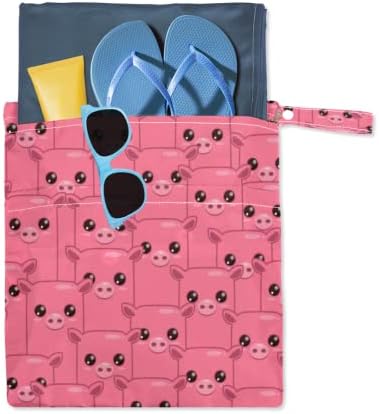 2 парчиња Водоотпорна Влажна Сува Торба Розово Животинско Свинско Печатење Еднократно Перење Торба За Пелени За Бебиња Со Два