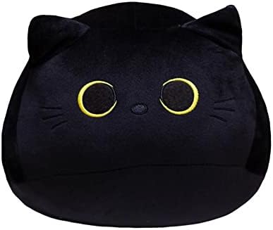 Squishmallow мачки камбили, црна мачка кадифни меки полнети животни перница мачка форма дизајн софа перница, гушкање кадифен