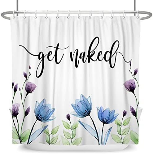 Lfeey Х-зраци виолетова сина лале за туширање завеса Смешна акварел цвеќиња Декоративна уметност Добијте гола ткаенина за завеси