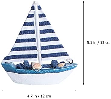 Doitool торта украси 3 парчиња едриличарски брод модел декор дрвена едрење брод модел со риболов нето декор гроздобер брод модел