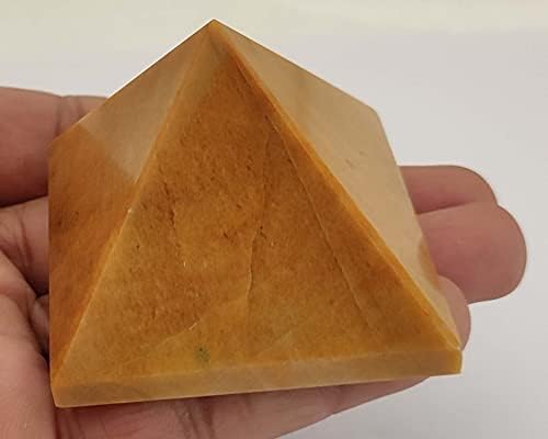 Sharvgun Исцелување кристално жолто авентурин пирамида метафизички камен фигурина, 50-55 мм камен пирамида реики чакра камења