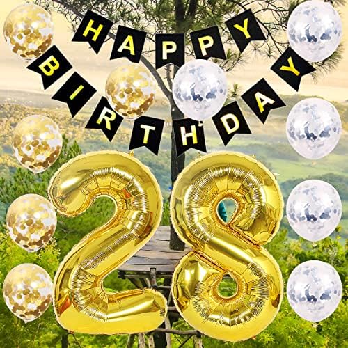 22-ти Роденден Декорација Среќен Роденден Црн Банер Балон 22 Годишниот Партија Материјали Хелиум 40 Златни Балони + Сребрена