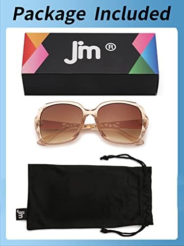 JM Бифокално читање очила за сонце, преголеми очила за читање на сонце за жени УВ заштита на отворено кафеава +2,0