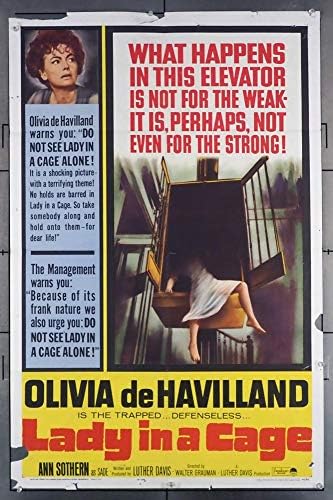Дама во кафез оригинални Paramount слики со еден лист филм постери 27x41 фер состојба шеесетти хорор камп класик со Оливија