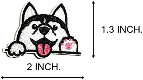 Еднаш x 3 парчиња. Сибирско хаски куче извезено аплико железо на зачестено цртано дете занаетчиски занаети за облека ранец од