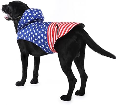 Орнално американско знаме куче зимско палто со прицврстување/дупка за поводник ， водоотпорна миленичиња руно јакна топла качулка