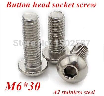 Завртки 100 парчиња/лот M630 Болт A2-70 ISO7380 Копче за завртки за приклучок за глава/завртка SUS304 не'рѓосувачки челик M6x30mm
