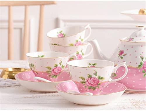 Гретд розова роза шема гроздобер керамички кафе чаша чајник чајник сет кула попладневен чај прибор
