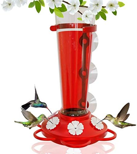 Прозорец со колибри за колибри со 3 бои на заменливи цвеќиња за виси на отворено, користете со нектар за колибри. Прозорец колибри