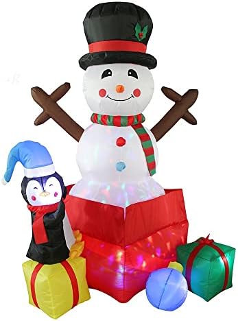 Божиќни украси на надувување на есл, надворешно Божиќно декорација надувување снежен човек и пингвин светло снежен човек надувување